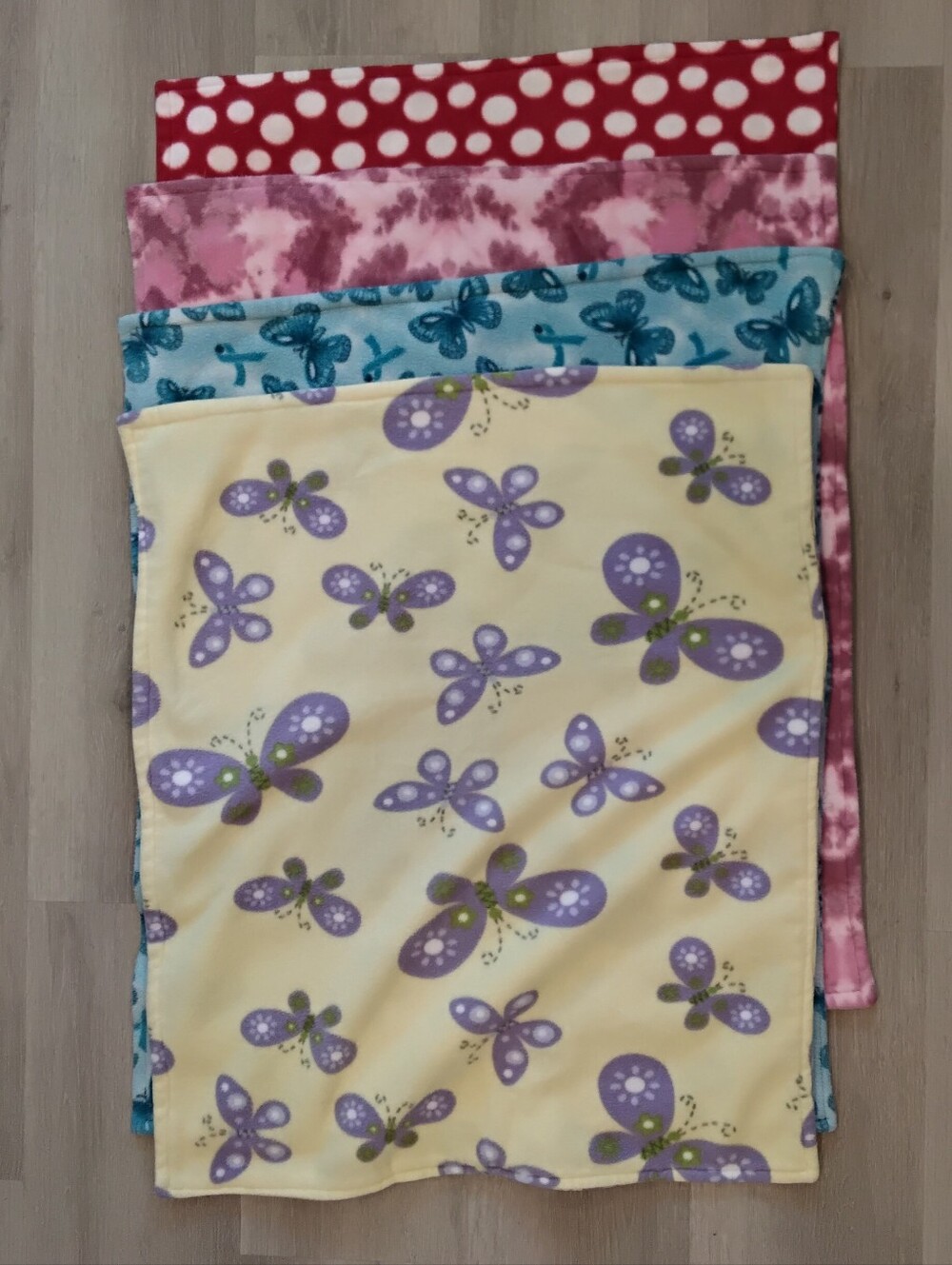 Set Of 4 Handmade Fleece Dog Blankets For A Small Dog - Approx 34" X 26" +/-